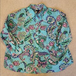 Talbots Multicolor Paisley Button-Up Blouse